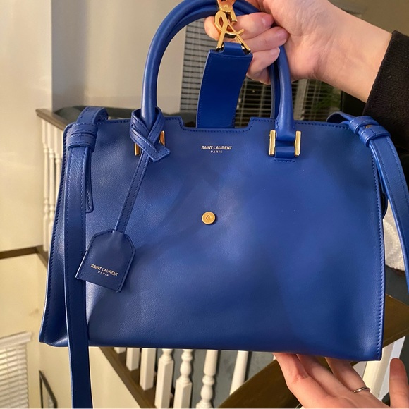 Saint Laurent Small Monogram Cabas Tote Blue - Picture 4 of 11